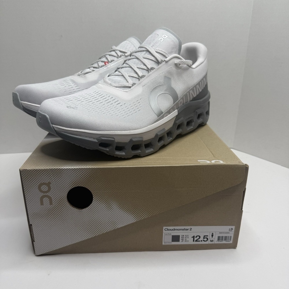 On Running Cloudmonster 2 White and Gray Men's Athletic Shoes